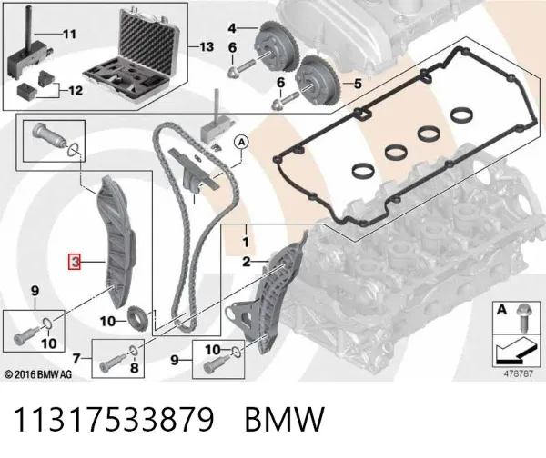 Guía derecha de cadena de distribución 11317533879 BMW