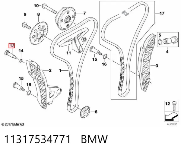 Eje tensor de correa de transmisión 11317534771 BMW