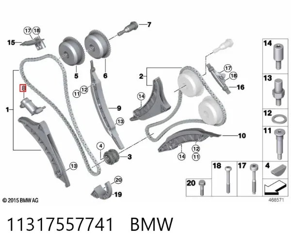 Tensor de cadena de distribución 11317557741 BMW