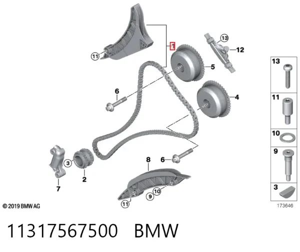 Cadena de distribución derecha 11317567500 BMW
