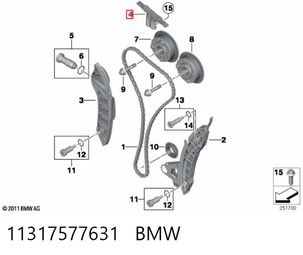 Tensor superior de cadena de distribución 11317577631 BMW