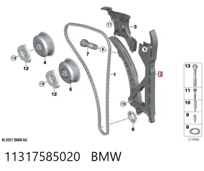Guía de cadena de distribución BMW 11317585020