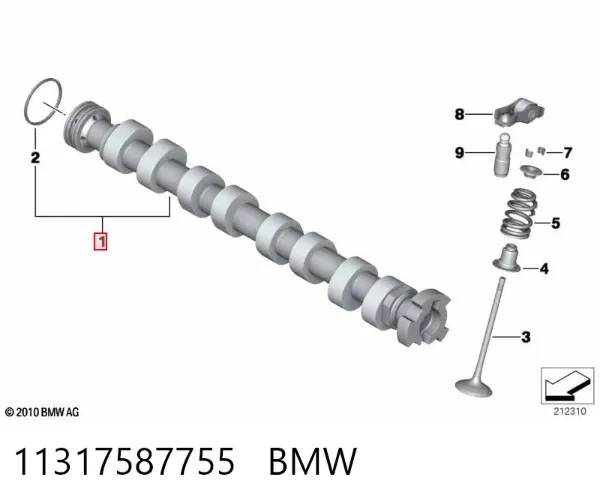Árbol de levas de entrada 11317587755 BMW