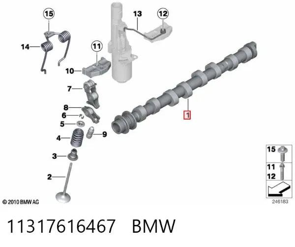 Árbol de levas de entrada 11317616467 BMW
