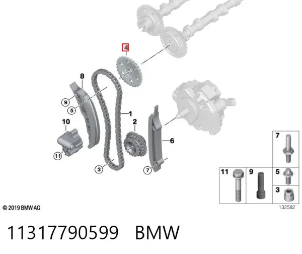 Piñón del árbol de levas 11317790599 BMW