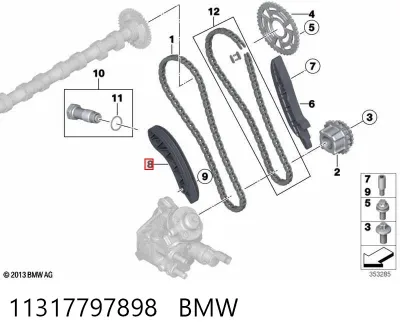 Guía del tensor de la cadena de distribución BMW 11317797898
