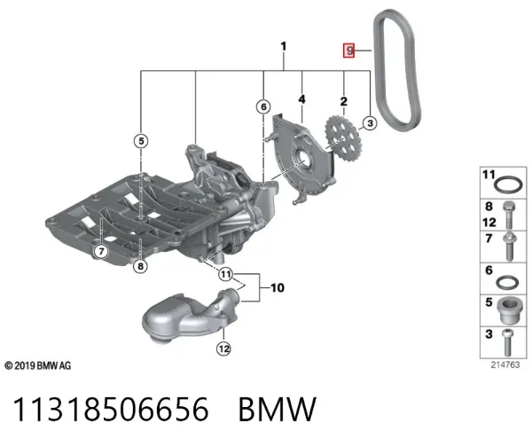 Cadena de la Bomba Aceite 11318506656 BMW