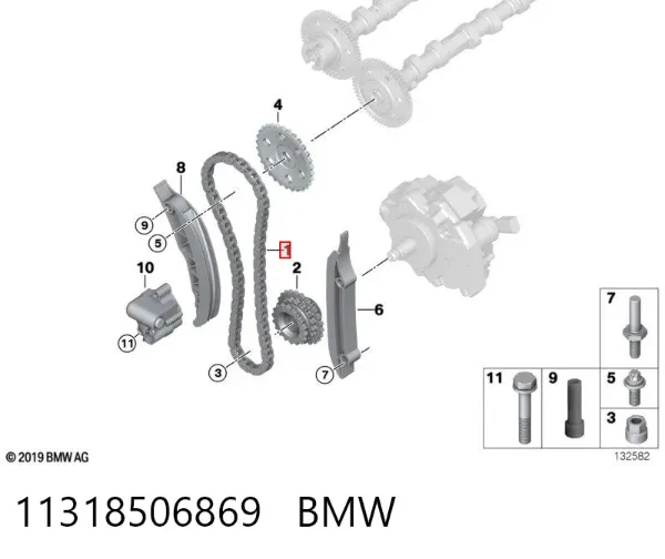 Cadena de distribución superior 11318506869 BMW