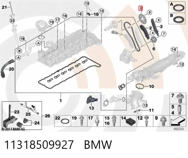Piñón del árbol de levas 11318509927 BMW