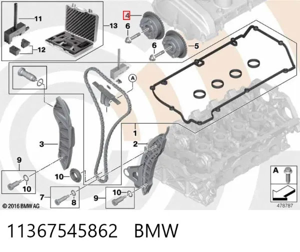 Rueda dentada del árbol de levas de admisión 11367545862 BMW