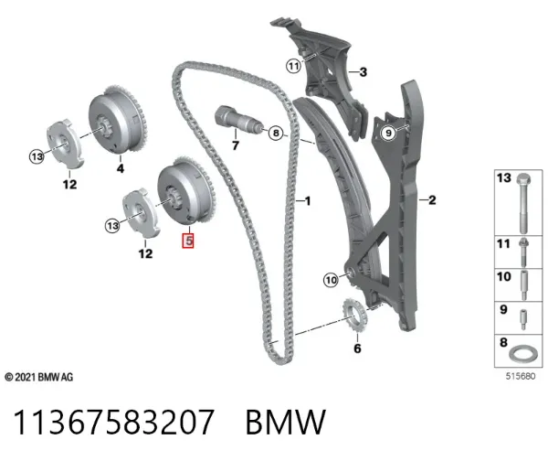 Rueda dentada del árbol de levas de admisión 11367583207 BMW