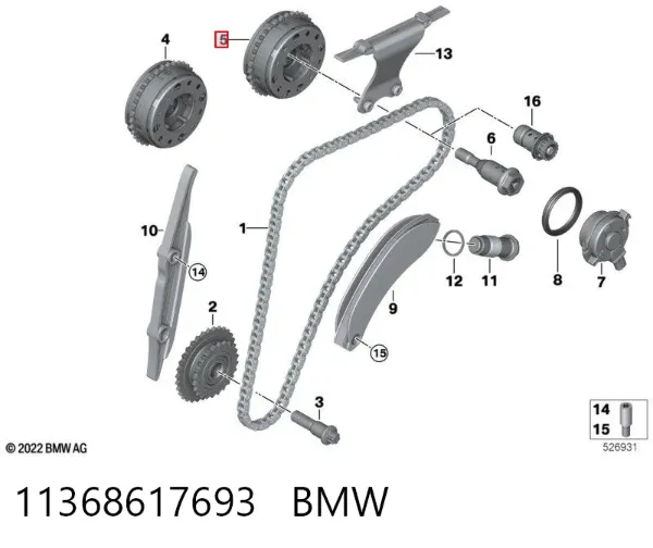 Engranaje del árbol de levas de escape 11368617693 BMW