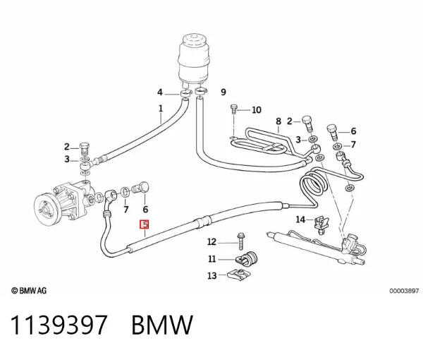Manguera de alta presion de direccion, hidráulica 1139397 BMW
