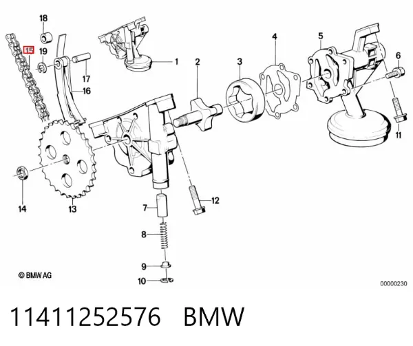 Cadena de la Bomba Aceite 11411252576 BMW