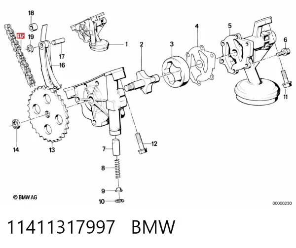 Cadena de la Bomba Aceite 11411317997 BMW