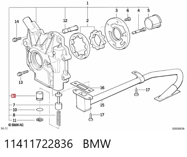 Abrazadera de sujeción delantera 11411722836 BMW