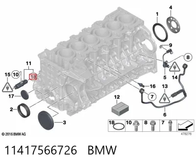 Junta de tapa del tubo de llenado de aceite BMW 11417566726