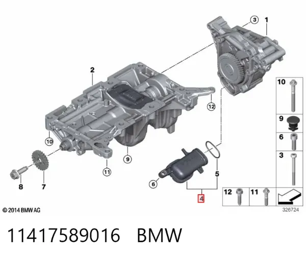 Tubo de aspiración, bomba de aceite 11417589016 BMW