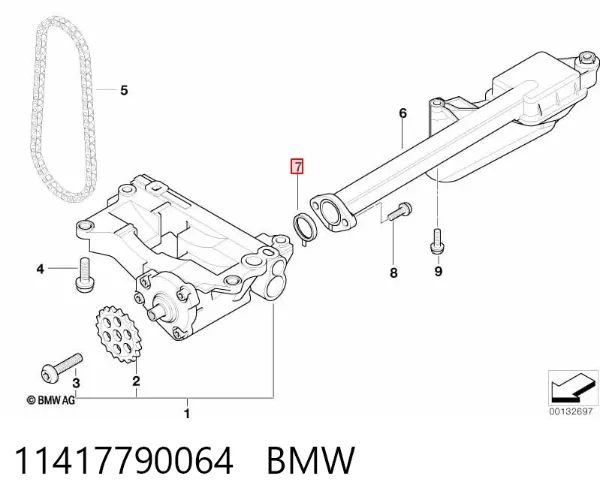 Junta de bomba de aceite 11417790064 BMW