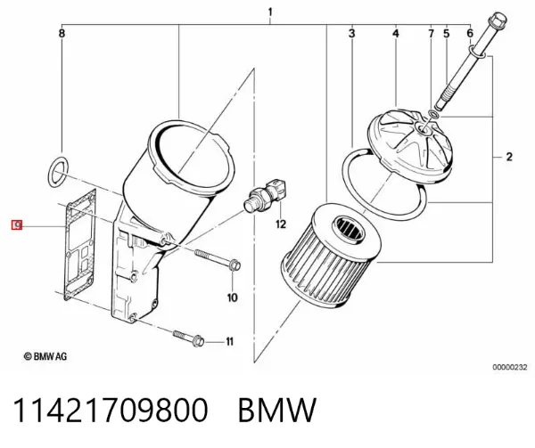 Junta del adaptador del filtro de aceite 11421709800 BMW