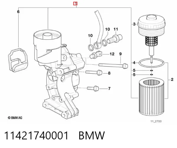 Portafiltro de aceite 11421740001 BMW