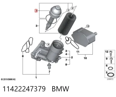 Tapa del filtro de aceite BMW 11422247379
