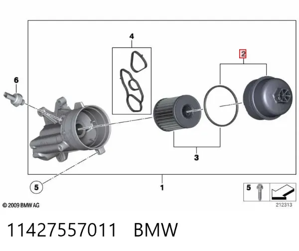 Tapa del filtro de aceite 11427557011 BMW