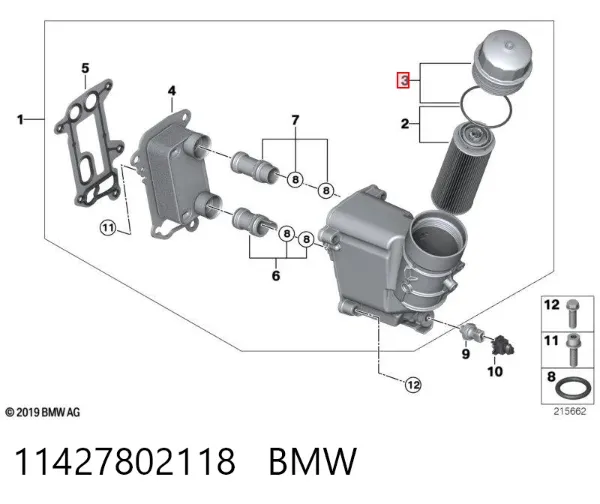 Tapa del filtro de aceite 11427802118 BMW