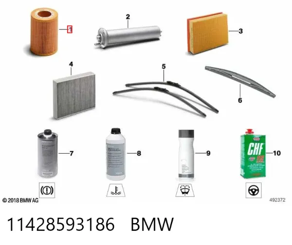 Filtro de aceite 11428593186 BMW