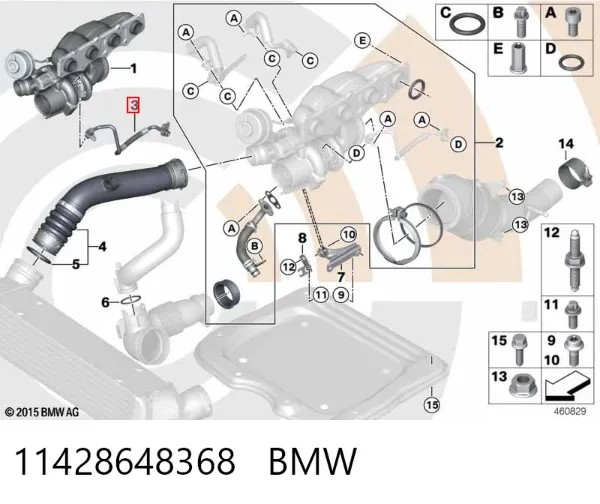 Tubo de suministro de aceite a la turbina 11428648368 BMW