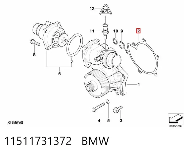Junta de bomba de agua 11511731372 BMW