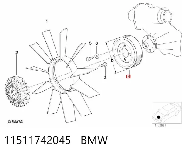 Polea de bomba de agua 11511742045 BMW