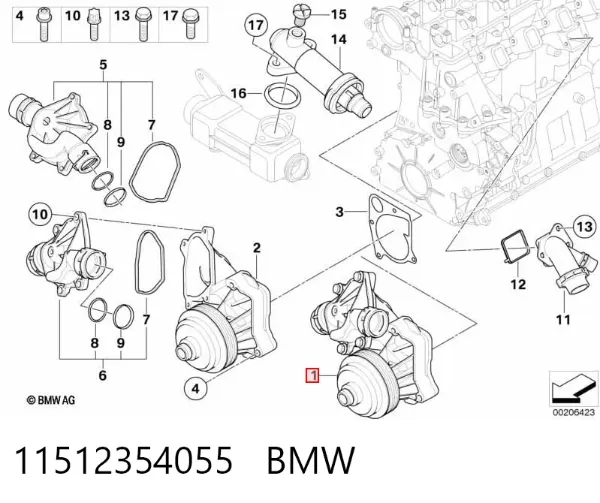 Bomba de agua 11512354055 BMW