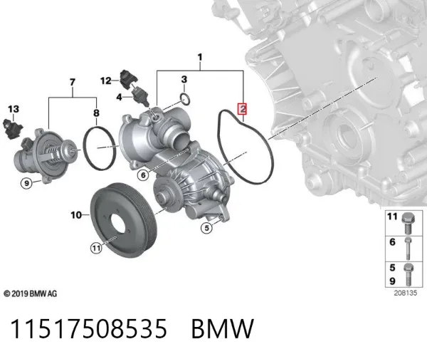 Junta de bomba de agua 11517508535 BMW