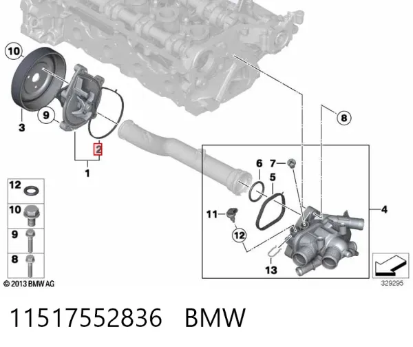 Junta de bomba de agua 11517552836 BMW