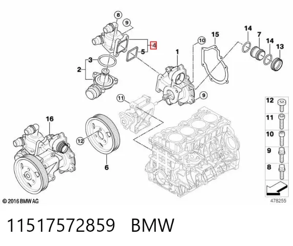 Caja de termostato 11517572859 BMW