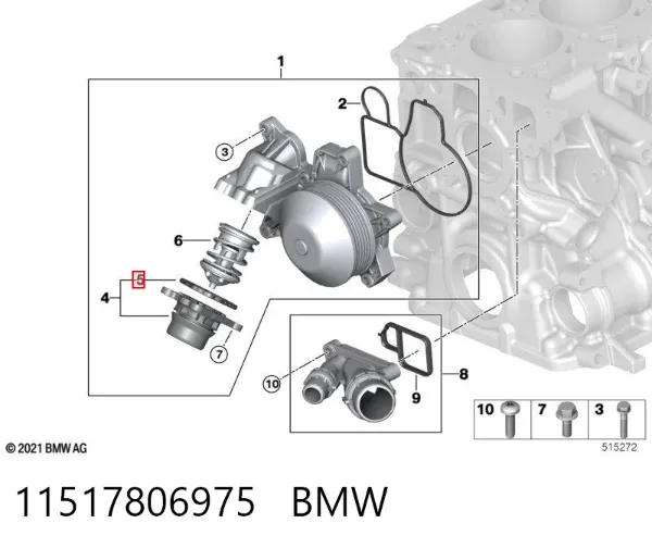 Junta de termostato 11517806975 BMW