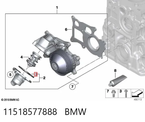 Junta de bomba de agua 11518577888 BMW