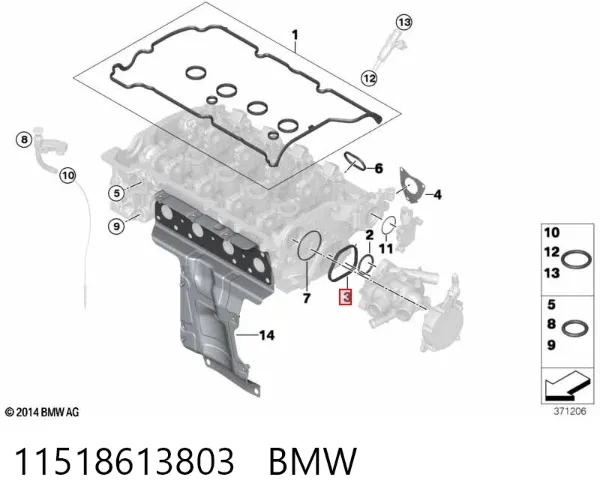 Junta de la carcasa del termostato 11518613803 BMW
