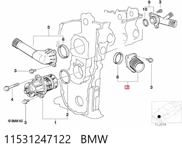 Brida del sistema de refrigeración (triple unión) 11531247122 BMW