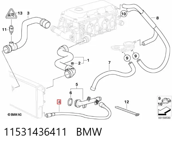 Manguera inferior del radiador 11531436411 BMW