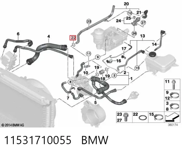 Junta de bomba de agua 11531710055 BMW