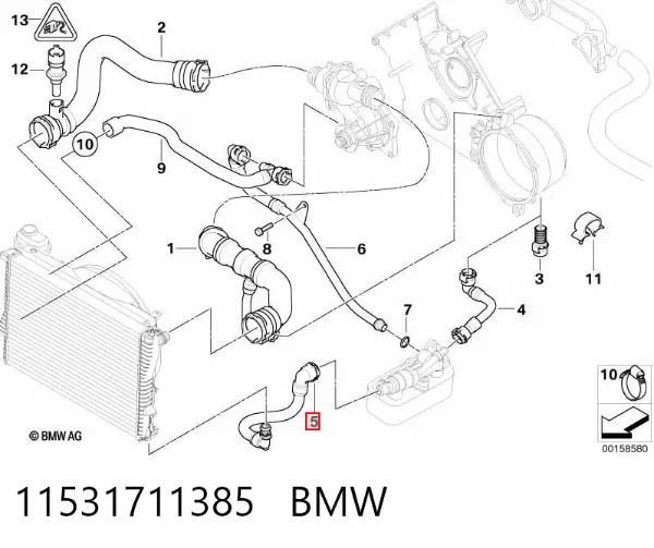 Manguera radiador 11531711385 BMW