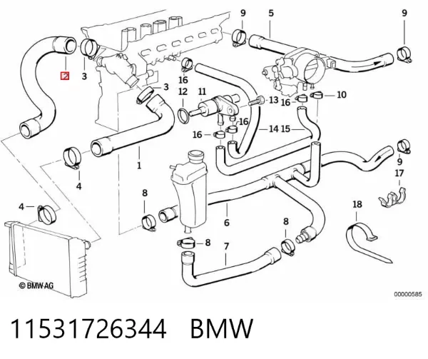 Manguera inferior del radiador 11531726344 BMW