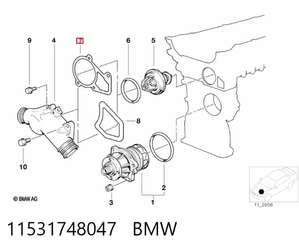 Junta de termostato 11531748047 BMW