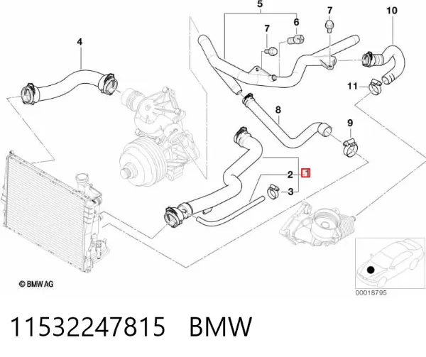 Manguera superior del radiador 11532247815 BMW