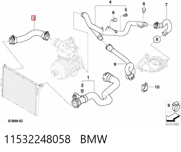 Manguera inferior del radiador 11532248058 BMW