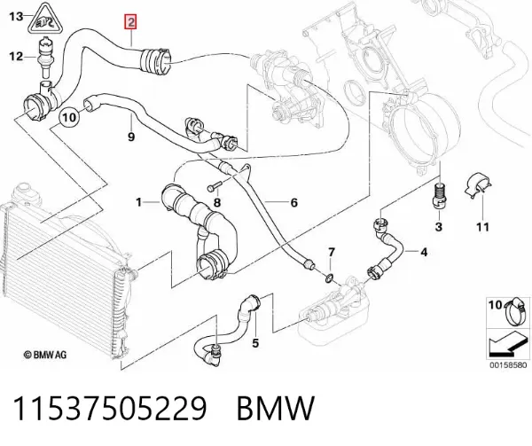 Manguera inferior del radiador 11537505229 BMW