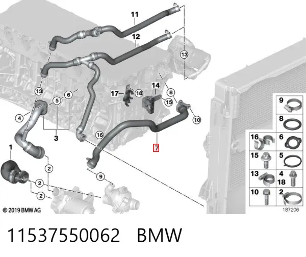 Manguera del termostato 11537550062 BMW