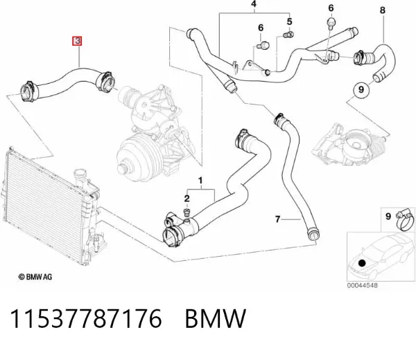 Manguera superior del radiador 11537787176 BMW